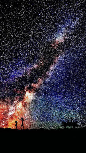 Rick And Morty Under The Starry Sky Wallpaper