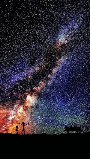 Rick And Morty Under The Starry Sky Wallpaper