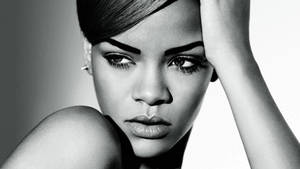 Rihanna Hd Monochrome Touching Face Wallpaper