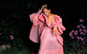 Rihanna Hd Pink Dress Wallpaper