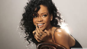 Rihanna In Black Curly Hair Wallpaper