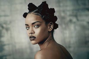 Rihanna In Mini Buns Hairstyle Wallpaper
