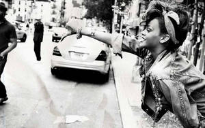 Rihanna With Bandana Black And White Wallpaper