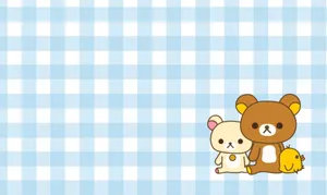 Rilakkuma Laptop Blue Checkered Wallpaper
