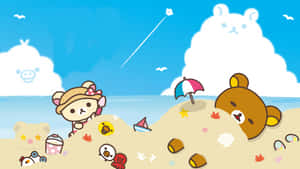 Rilakkuma Laptop Playing Beach Wallpaper