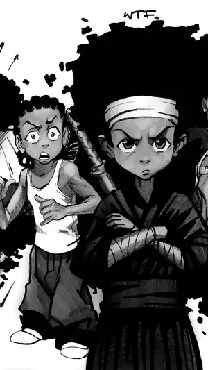 Rileyand Huey Freeman Shocked Expression Wallpaper