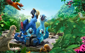 Rio Blu And Jewel Family Wallpaper