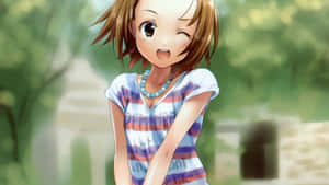 Ritsu Tainaka Winking Anime Cartoon Wallpaper