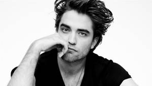 Robert Pattinson Black And White Wallpaper