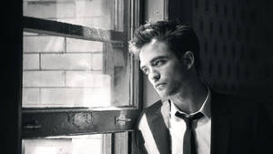 Robert Pattinson Greyscale Wallpaper