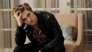 Robert Pattinson In Leather Jacket Wallpaper