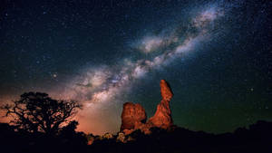 Rock Formation Under The Milky Way Wallpaper
