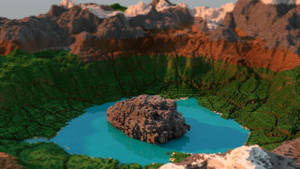 Rock In Minecraft Landscape Wallpaper