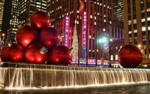 Rockefeller Center Red Ornaments Wallpaper