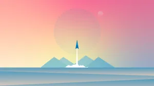Rocket With Pyramids Digital Art Wallpaper