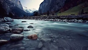 Rocky Water Stream Wallpaper