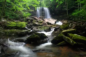 Rocky Waterfall Landscape Wallpaper