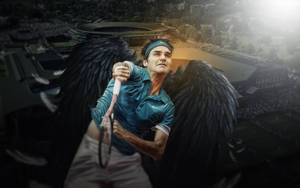 Roger Federer Tennis Black Angel Wallpaper