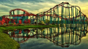 Roller Coaster Mirroring Water Reflection Wallpaper