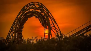 Roller Coaster With Sunset Clouds Wallpaper