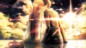 Romantic Anime Couples Sao Bright Lights Wallpaper