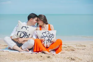 Romantic Couple Mr. And Mrs. Right Wallpaper
