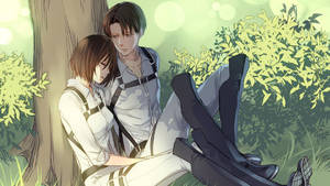 Romantic Mikasa And Levi Ackerman Fan Art Wallpaper