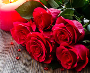 Romantic Red Roses Candlelight Wallpaper