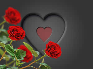 Romantic Red Roses Heart Background Wallpaper