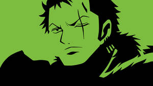 Roronao Zoro Hd Stencil Art Green Backgrounf Wallpaper