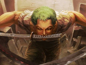 Roronoa Zoro In A Fighting Pose Wallpaper