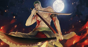 Roronoa Zoro Under The Moon Wallpaper