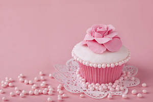 Rose Pink Cupcake Wallpaper