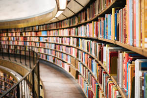 Row Of Bookshelf From Library Wallpaper