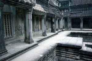 Ruins Of Angkor Wat Interior Wallpaper