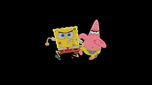 Running Cool Spongebob With Patrick Wallpaper