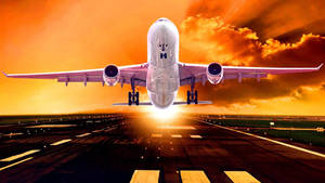 Runway Plane Take Off Art Wallpaper