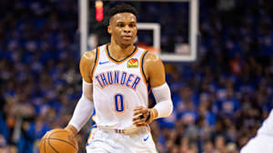 Russell Westbrook Dribbling The Ball Wallpaper