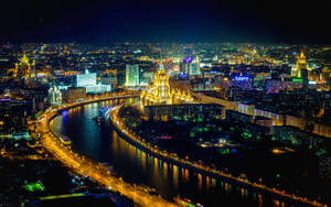 Russia Wonderful Aerial Night Shot Wallpaper