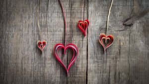 Rustic Valentine Day Paper Hearts Wallpaper