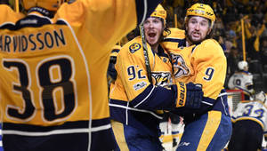 Ryan Johansen In Mid-celebration After A Prominent Win Wallpaper