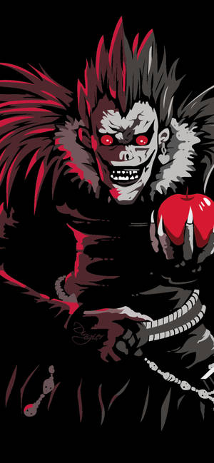 Ryuk Holding An Apple Death Note Iphone Wallpaper