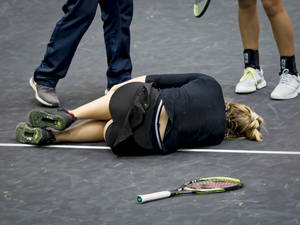 Sabine Lisicki Experiencing An Injury On The Court Wallpaper