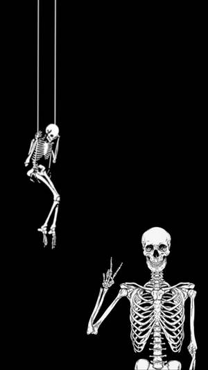 Sad And Happy Skeletons Wallpaper