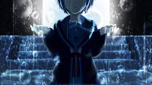 Sad Anime Girl With Water Power Wallpaper