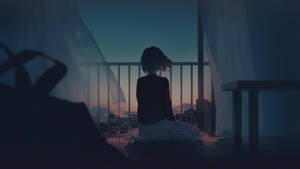 Sad Girl In Balcony Aesthetic Wallpaper