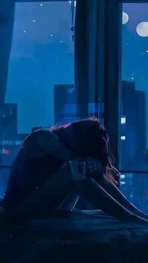 Sad Girl With Mug Iphone Wallpaper