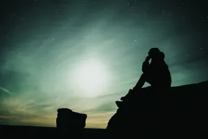 Sad Man Night Sky Wallpaper