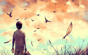 Sad Painting Of Kid Wallpaper