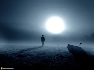 Sad Person Under Moon Wallpaper